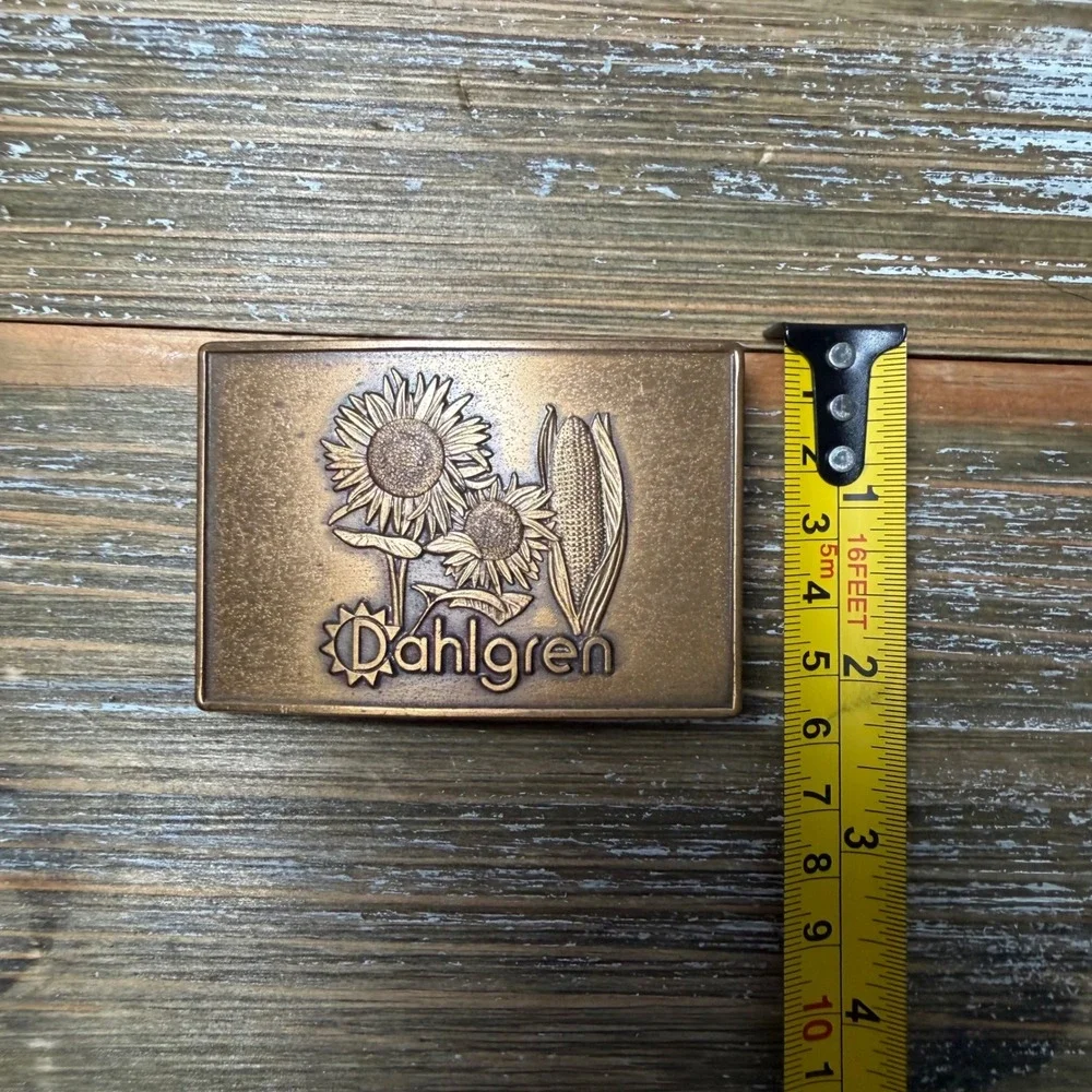 Vintage Dahlgren Sunflower Corn Belt Buckle 1985-86 Edition Brass Tone 1018